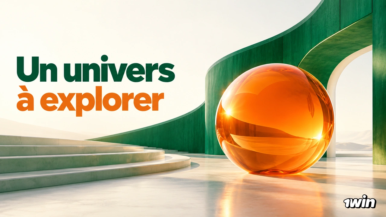 Sphère orange translucide dans une architecture courbe verte et blanche